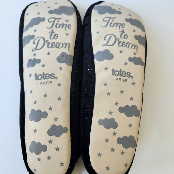 Totes Ballet Slippers Black Sparkles Faux Fur Bunny Cozycore Sleepwear Comfy L - Picture 4 of 12